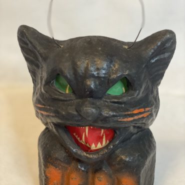 Pulp Black Cat Head on Fence Lantern