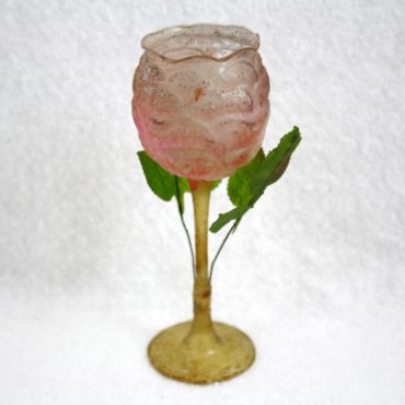 Soft Pink Glass Rose Form Goblet, 5 1/2″ tall